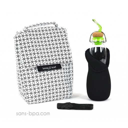 Pack Sac isotherme Lunchbag B&W + Gourde filtrante verre 650 Green B&B Pack Sac isotherme Lunchbag B&W + Gourde filtrante verre 650 Green B&B