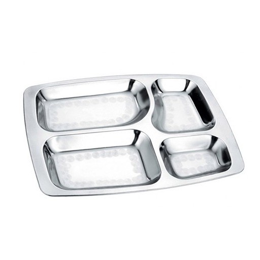 Wensdr Lot De 4 Assiettes En Acier Inoxydable, Plateau De Contrôle Des Portions De 22,9 C Avec