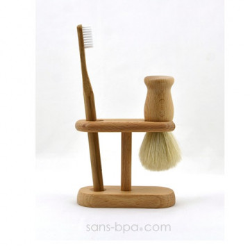 Pack TRIO Homme : Blaireau + brosse à dents VAGUE + Support bois