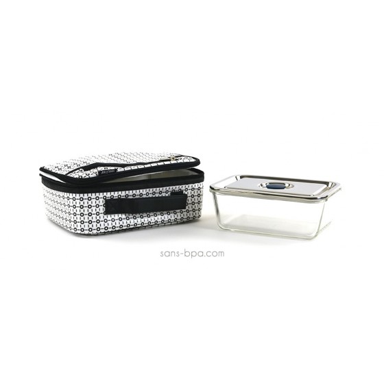 Pack Lunchbox White & Black + Boite verre rectangle 1600ml Onyx
