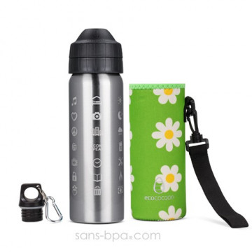 Pack gourde isotherme 600ml Iconspeack & sa housse Flower - Ecococoon