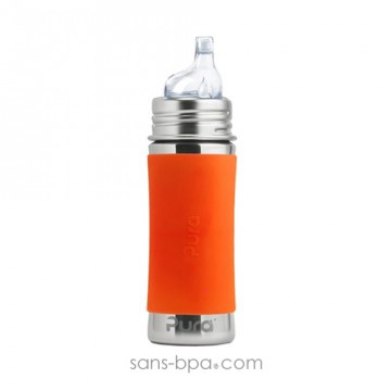 Biberon anti-fuite inox 325 ml - Mandarine
