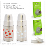 Pack gourde isotherme 600ml Daisies & sa housse BlackSpot - Ecococoon