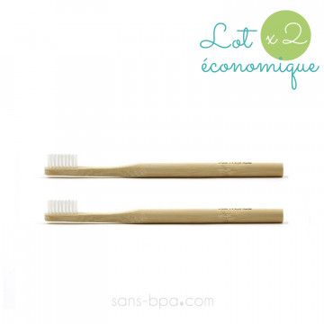 Lot 2 Brosses à dents bambou - Ronde - Poils souples