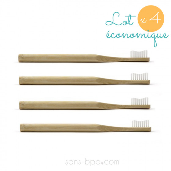 Lot 4 Brosses à dents bambou - New Vague - Poils souples