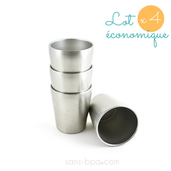 Lot 4 P'tites timbales inox isolé 200ml