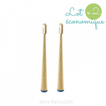 Lot 2 Brosses à dents bambou - CONICOLOR - Bleu canard