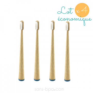 Lot 4 Brosses à dents bambou - CONICOLOR - Bleu canard - JOLI MONDE