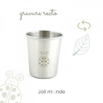 Timbale 180 ml inox gravé TWIST . Coccinelle & Feuille - JOLI MONDE