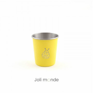 Timbale 180 ml inox coloré . motif gravure COCCINELLE - JOLI MONDE