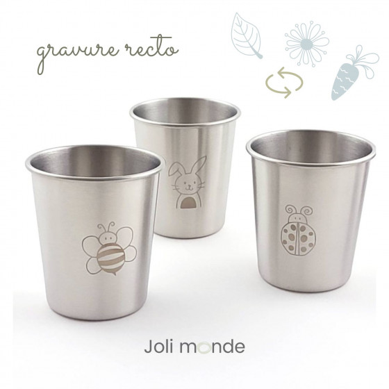 Lot 3 timbales 180 ml inox gravé TWIST . Au jardin . Joli Monde