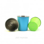 Timbale 180 ml inox color Vert . Motif . JOLI MONDE