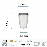 Lot de 4 P'tites timbales inox 200ml - CLEAR - JOLI MONDE