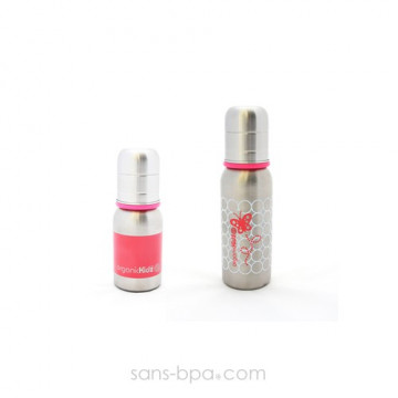 Lot 2 biberons inox Goulot Etroit 120 + 200 ml - Pink