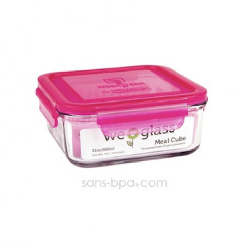 Contenant verre Meal Cube 900ml - Framboise