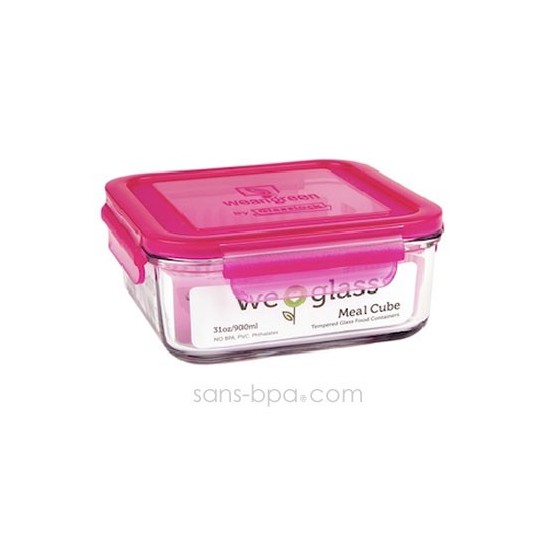 Contenant verre Meal Cube 900ml - Framboise